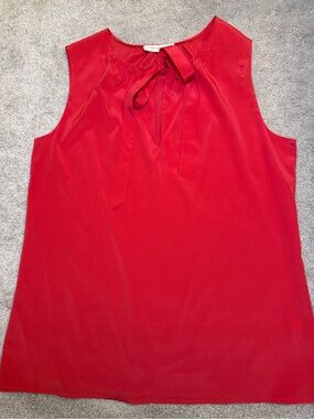 Tory Burch Silk Coral Sleeveless Tie-Neck Blouse